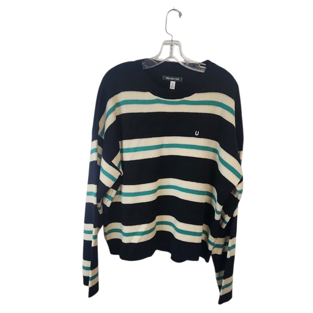 Urban Outfitters Striped Knit Sweater Oversized Black Cream‎ Green Women's